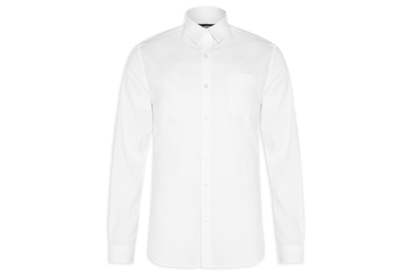 Camisa Masculina Casual Slim Fit Tricoline - Branco