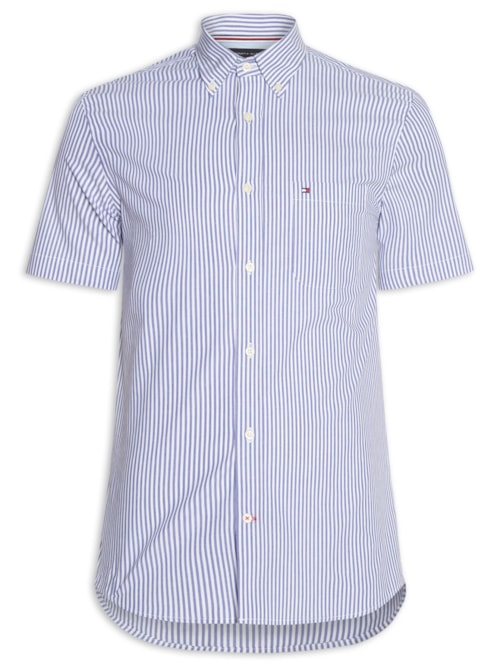 Camisa Masculina Casual Stripe Oxford – Azul