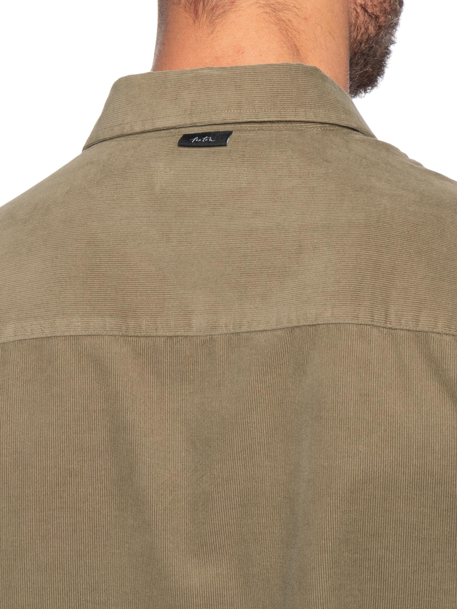 Camisa Masculina Casual Veludo Lisa Basic Bege Foxton