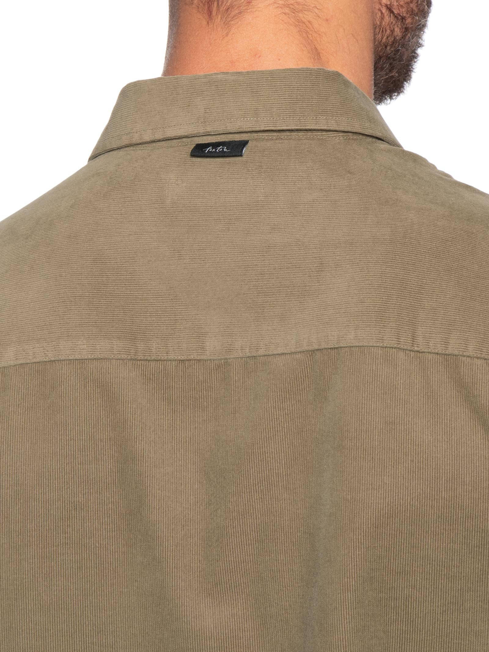 Camisa Masculina Casual Veludo Lisa Basic Bege Foxton