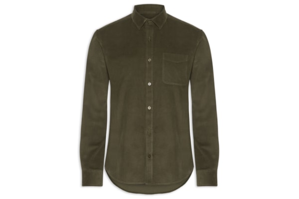 Camisa Masculina Casual Veludo Lisa Basic - Verde