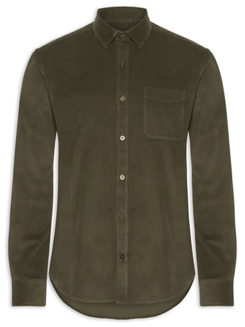Camisa Masculina Casual Veludo Lisa Basic – Verde