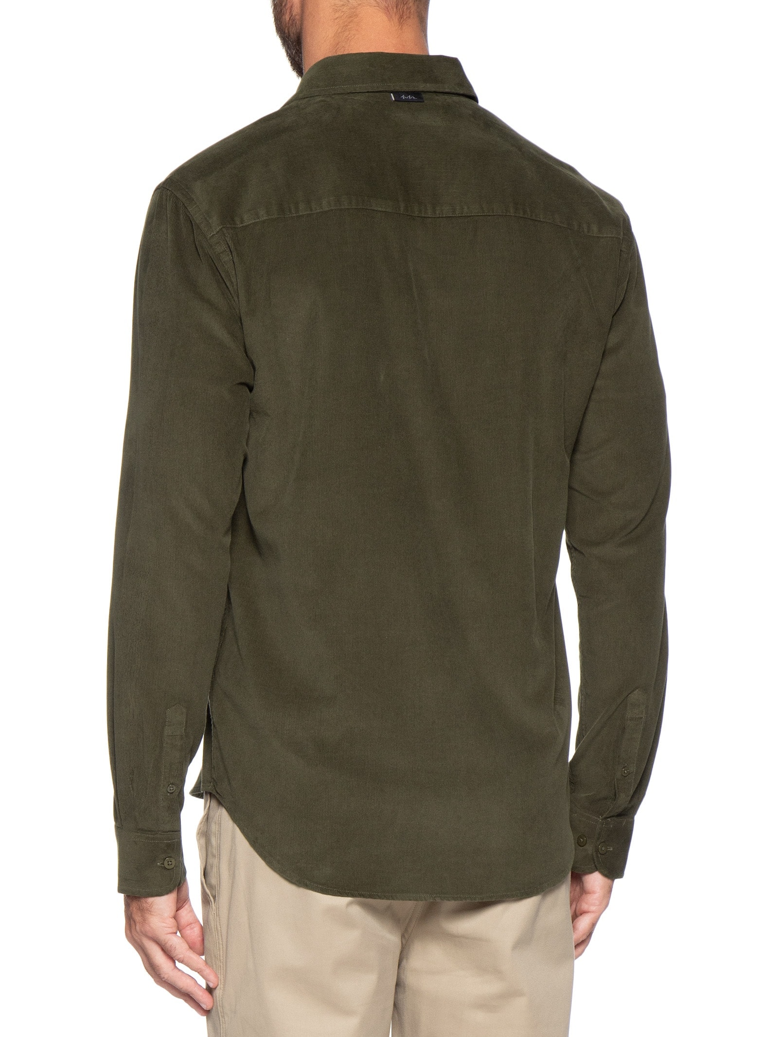 Camisa Masculina Casual Veludo Lisa Basic Verde Foxton