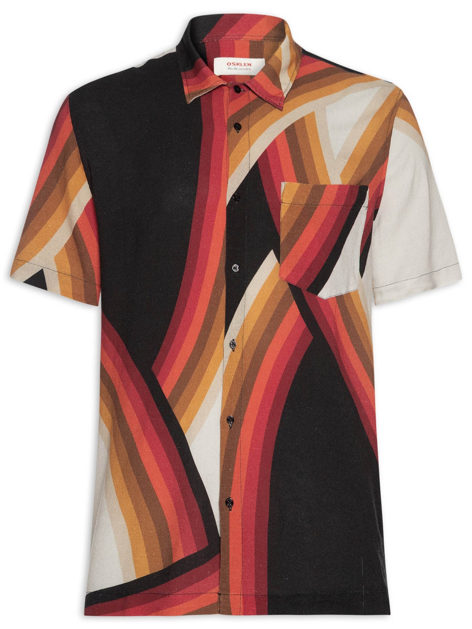 Camisa Masculina Casual Waves Preto Osklen