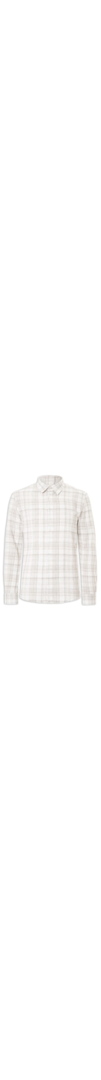 Camisa Masculina Casual Xadrez Fio Tinto Linho Com Algodão - Off White