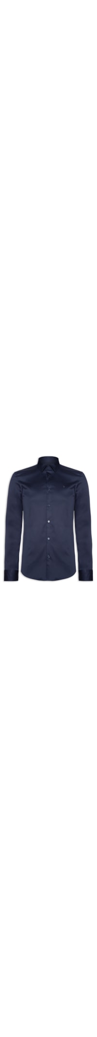 Camisa Masculina Cetim Slim French Manga Longa - Azul