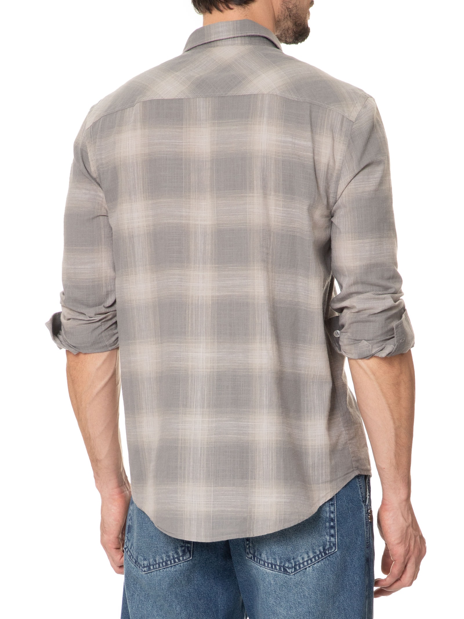 Camisa Masculina Checked Dark Cinza John John