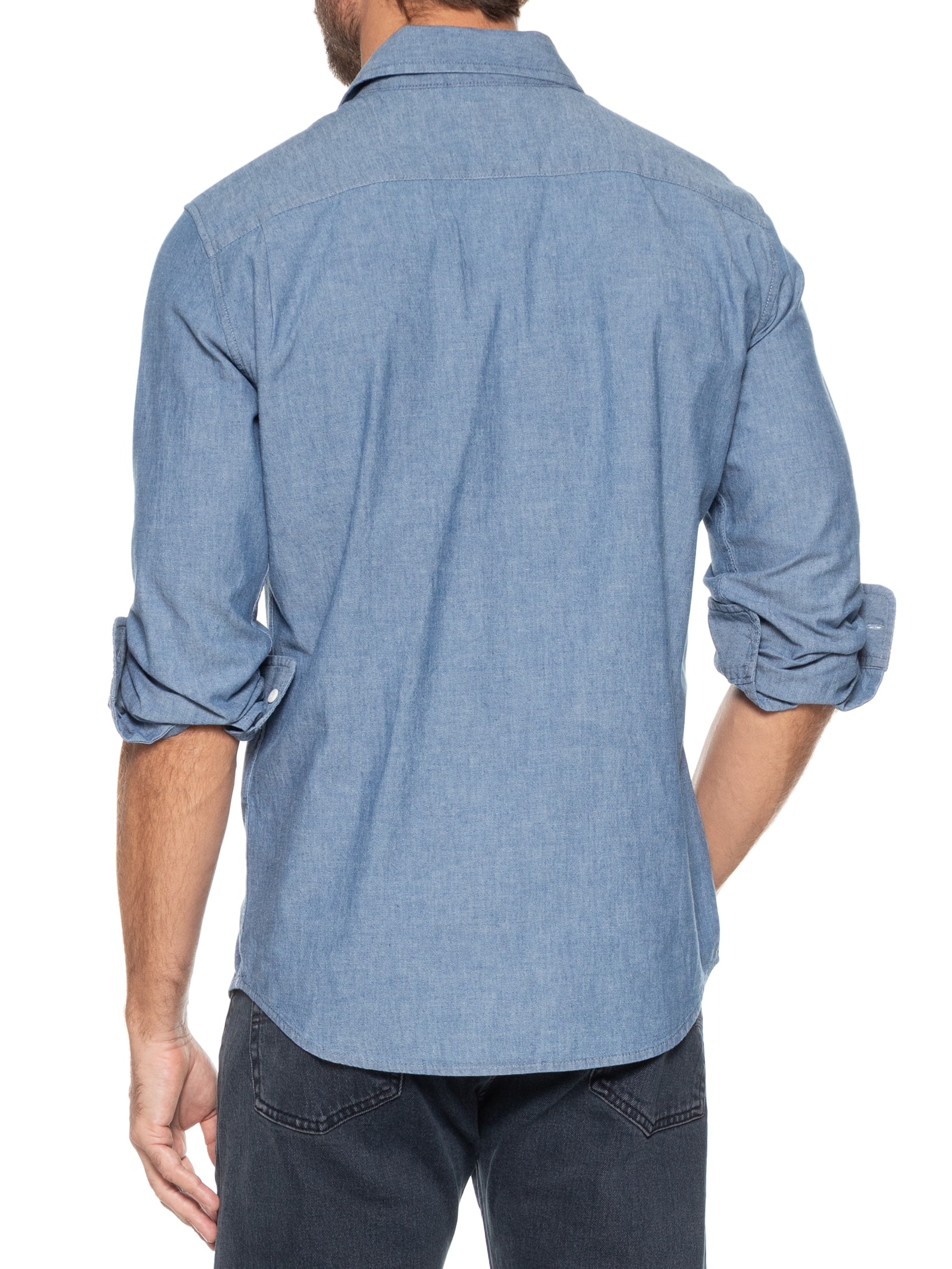 Camisa Masculina Classic Com Bolso Regular Fit Azul Levi's