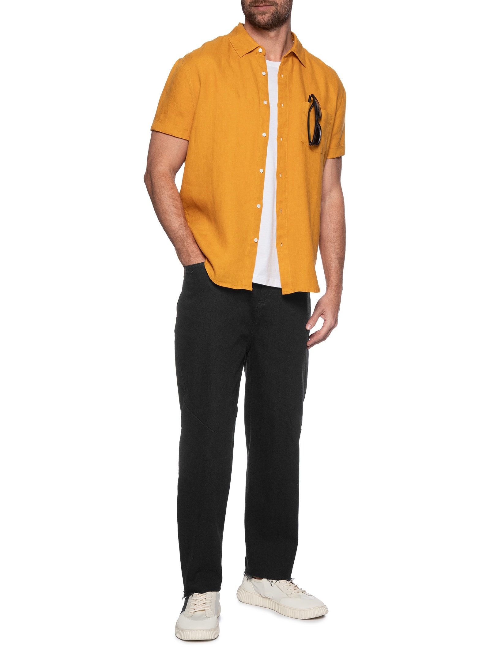 Camisa Masculina Classic Linen Amarelo Osklen