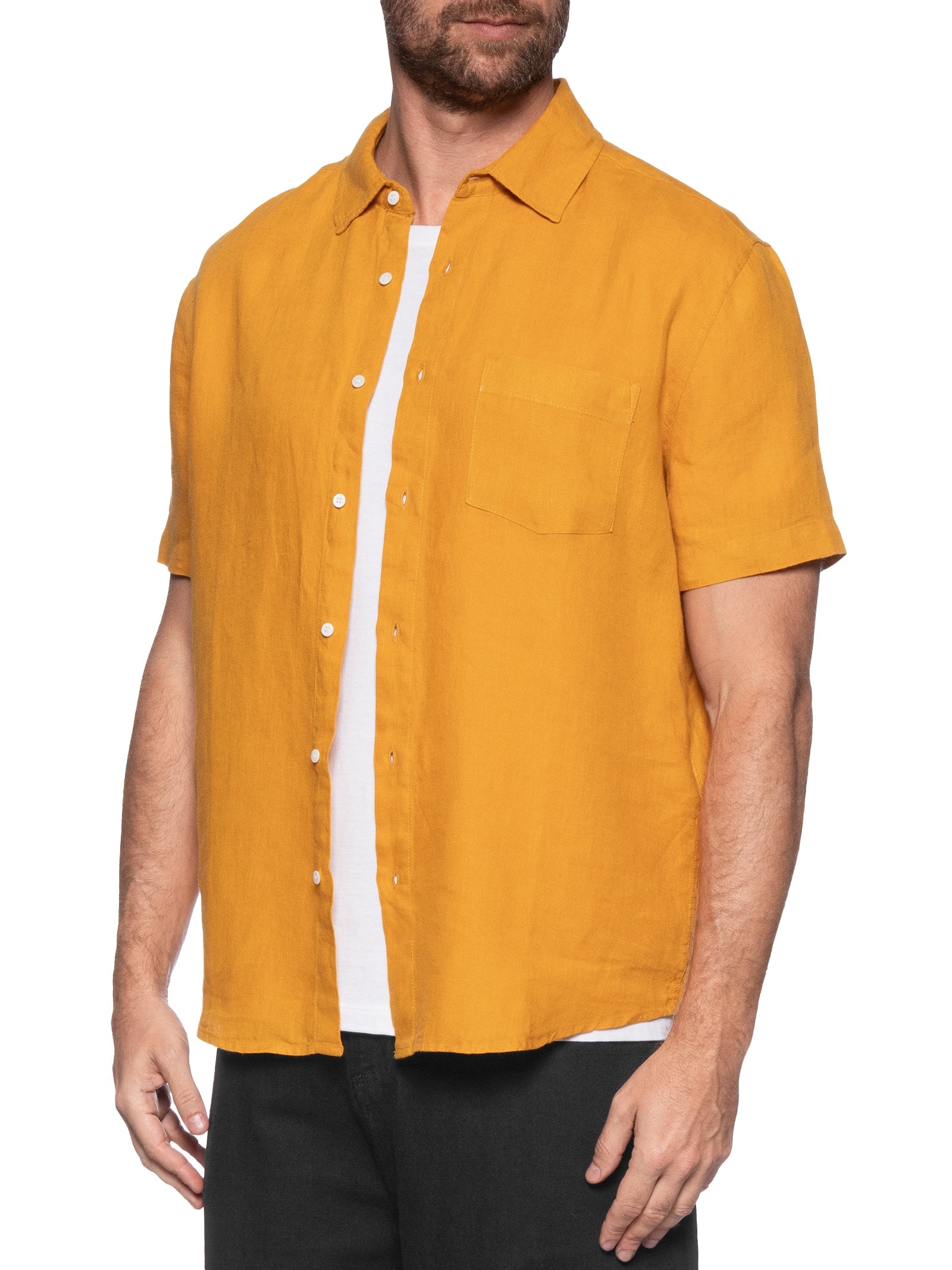 Camisa Masculina Classic Linen Amarelo Osklen