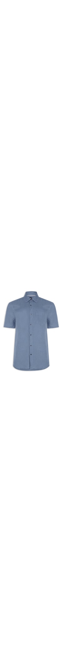 Camisa Masculina Classic Linen Manga Curta - Azul
