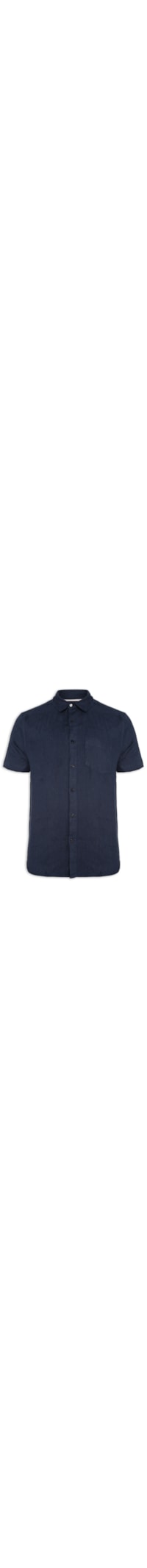 Camisa Masculina Classic Linen Manga Curta - Azul