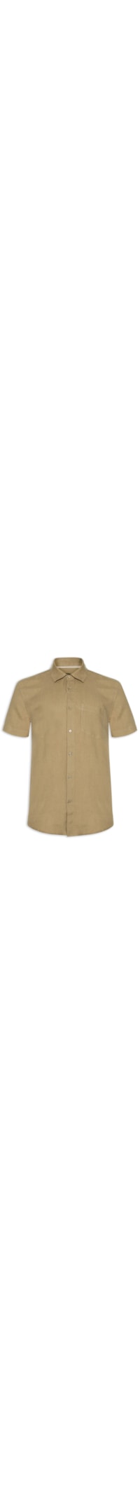 Camisa Masculina Classic Linen Manga Curta - Bege
