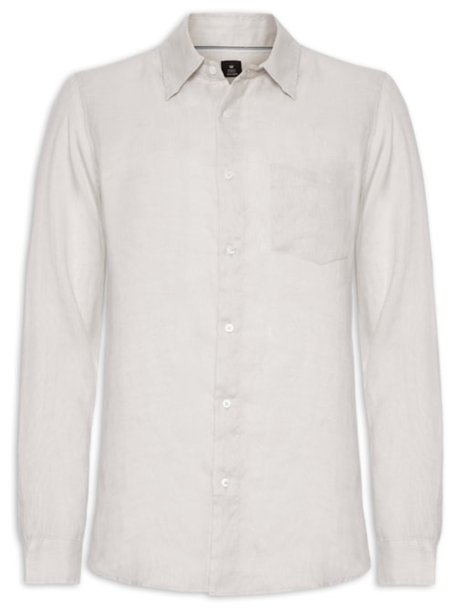 Camisa Masculina Classic Linen Manga Longa – Bege