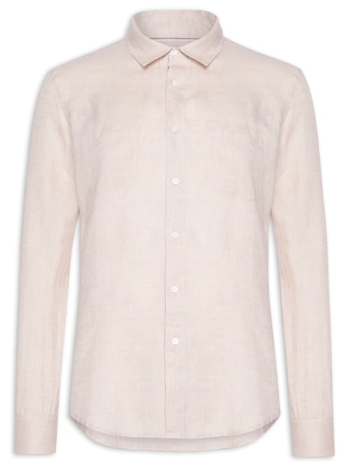 Camisa Masculina Classic Linen Manga Longa – Bege