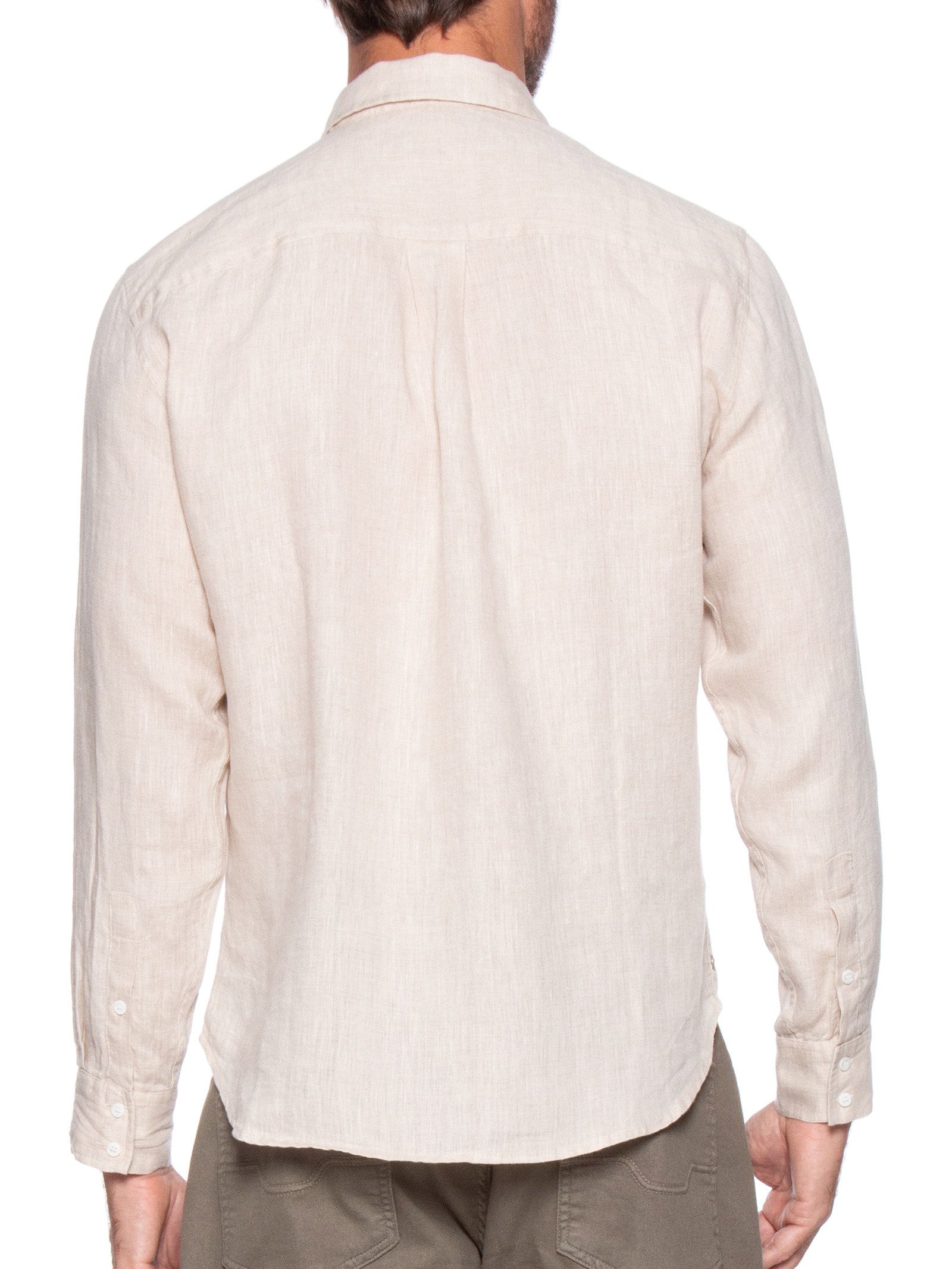 Camisa Masculina Classic Linen Manga Longa Bege Osklen