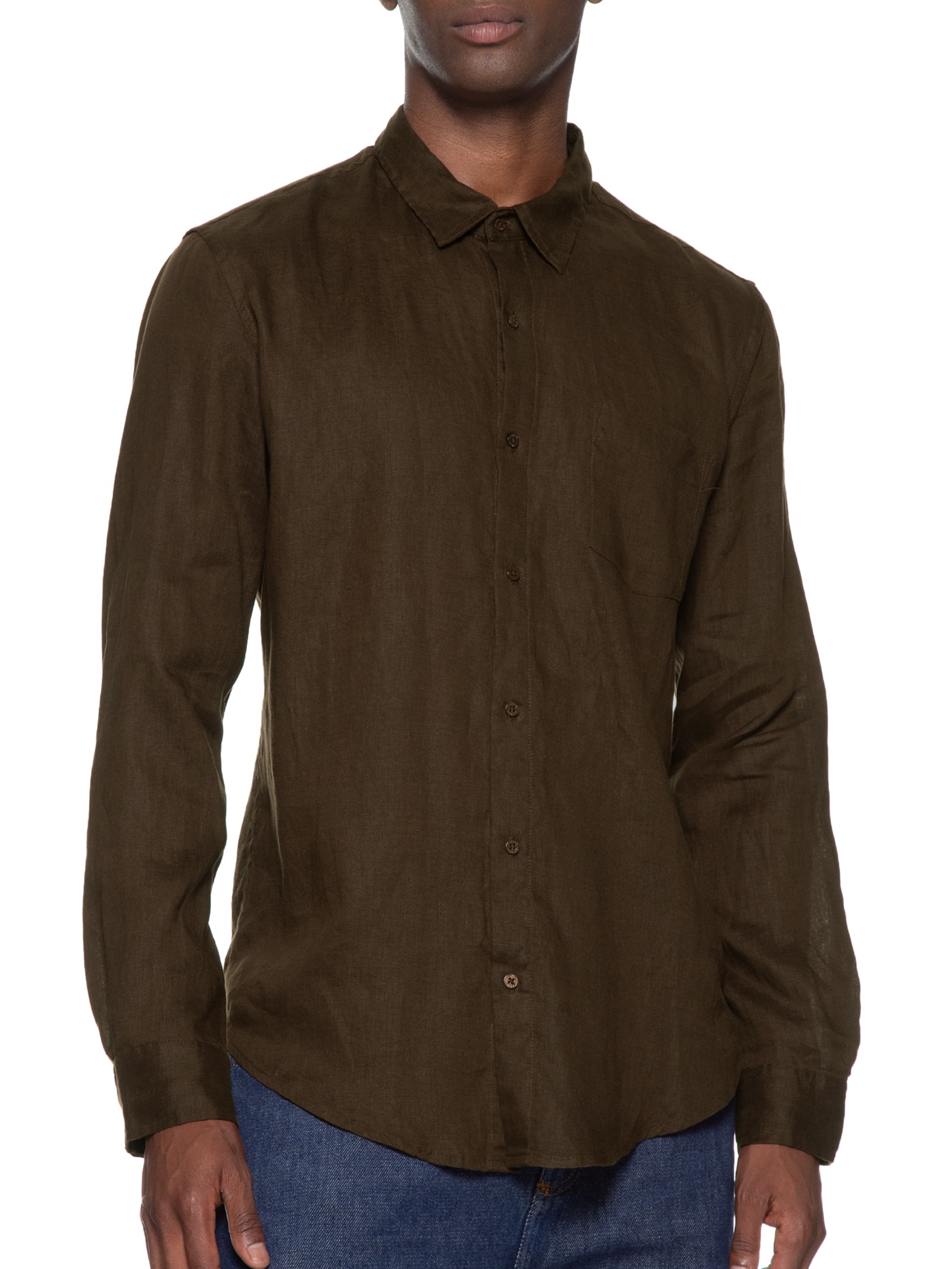 Osklen - Camisa Masculina Classic Linen Manga Longa - Marrom