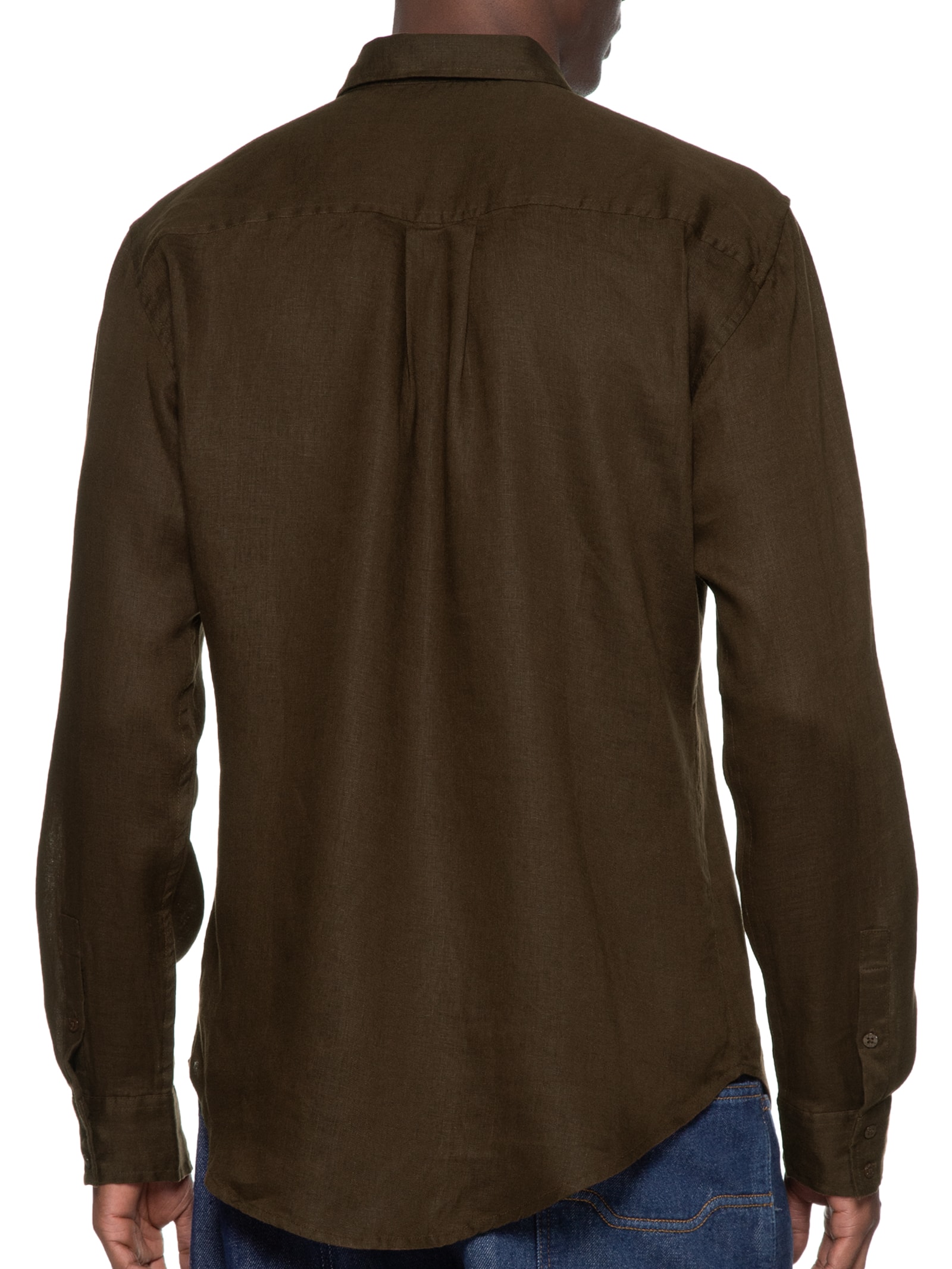 Osklen - Camisa Masculina Classic Linen Manga Longa - Marrom