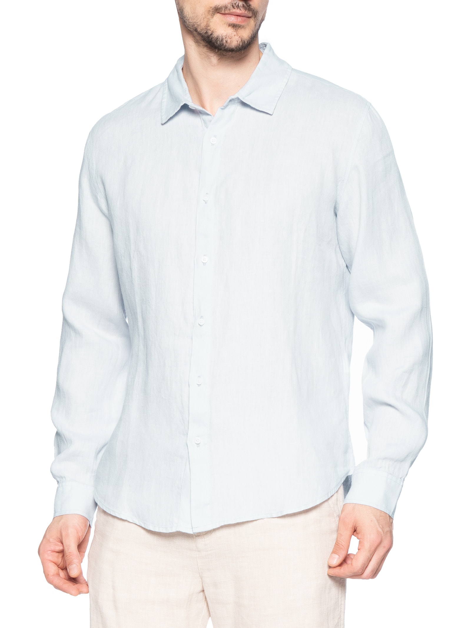 Camisa Masculina Classic Linen New Manga Longa Linho Azul Osklen