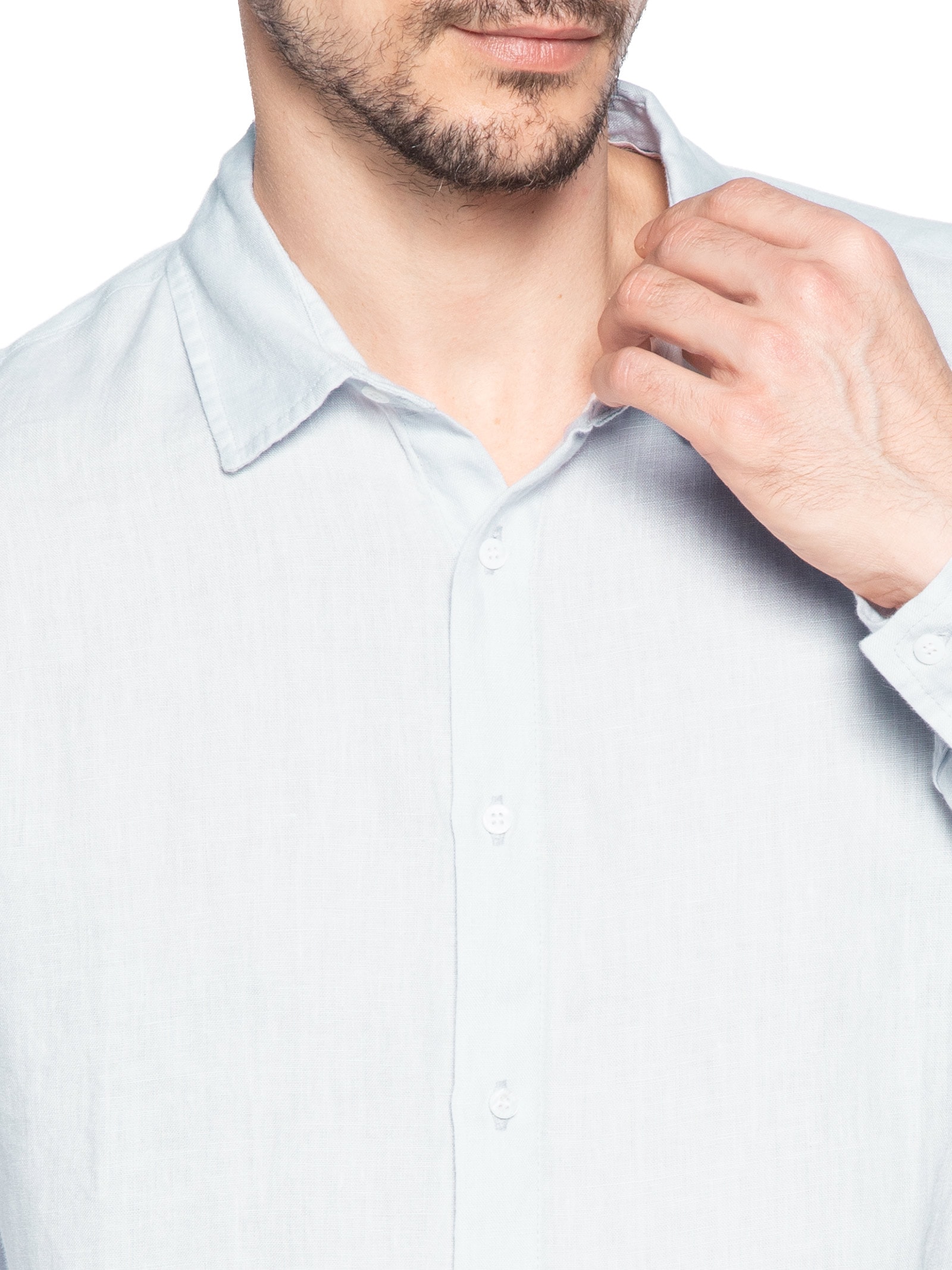 Camisa Masculina Classic Linen New Manga Longa Linho Azul Osklen