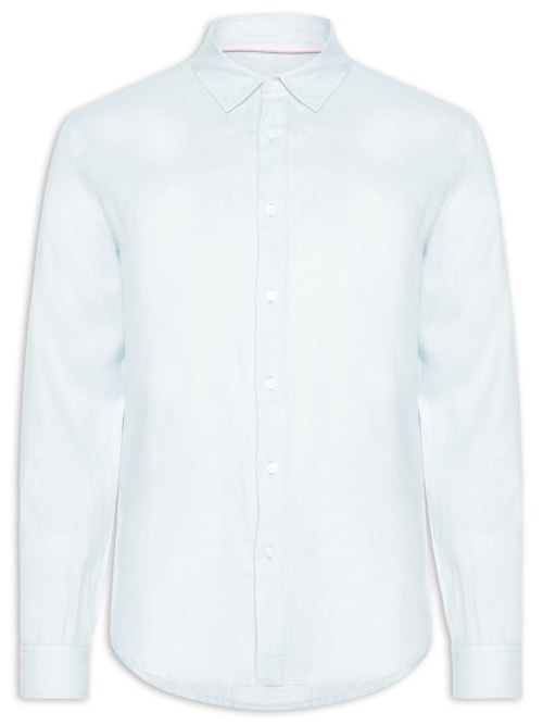 Camisa Masculina Classic Linen New Manga Longa Linho – Azul