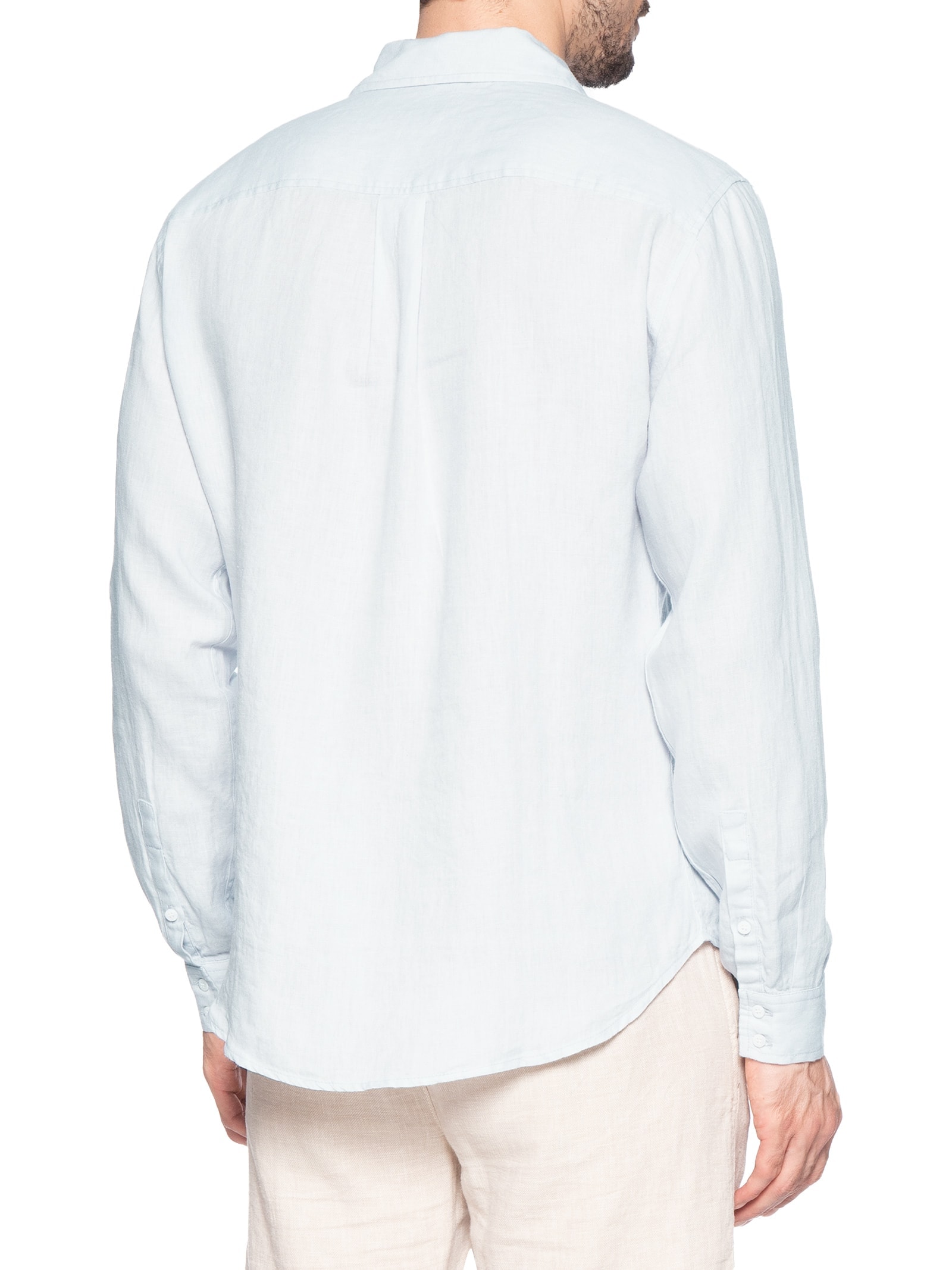 Camisa Masculina Classic Linen New Manga Longa Linho Azul Osklen