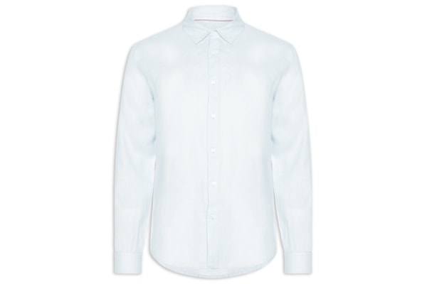 Camisa Masculina Classic Linen New Manga Longa Linho - Azul