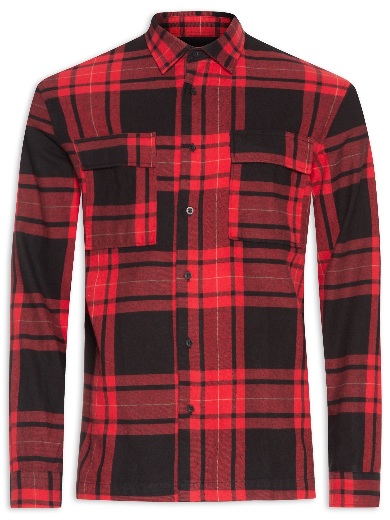 Camisa Masculina Classic Plaid Manga Longa Preto Osklen