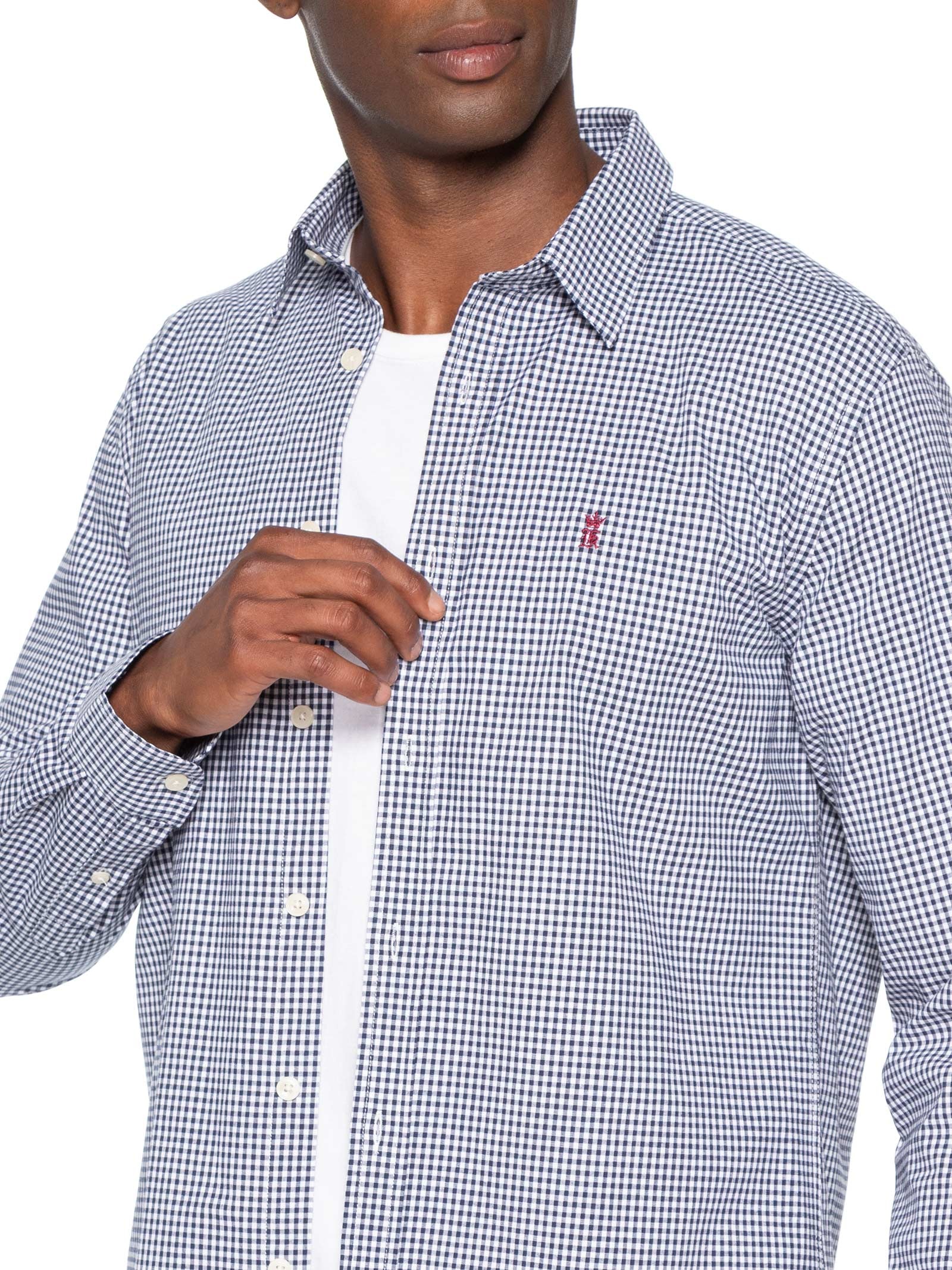 Camisa Masculina Classic Vichy – Azul Sergio K