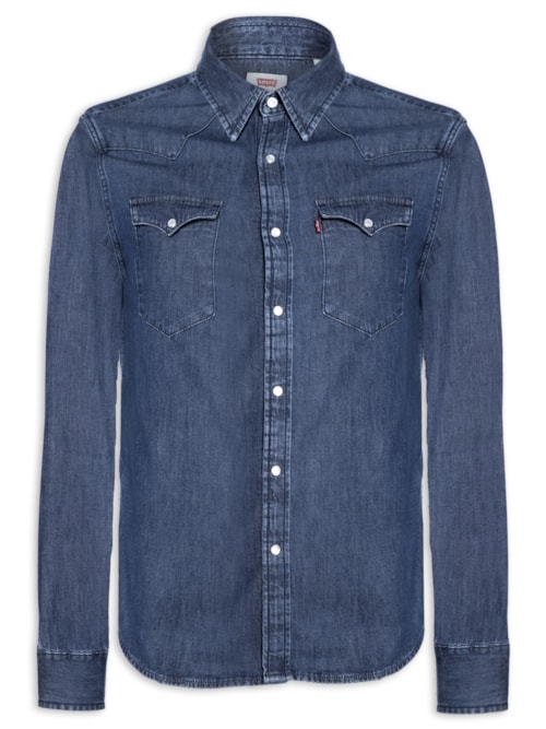 Camisa Masculina Classic Western Standard – Azul
