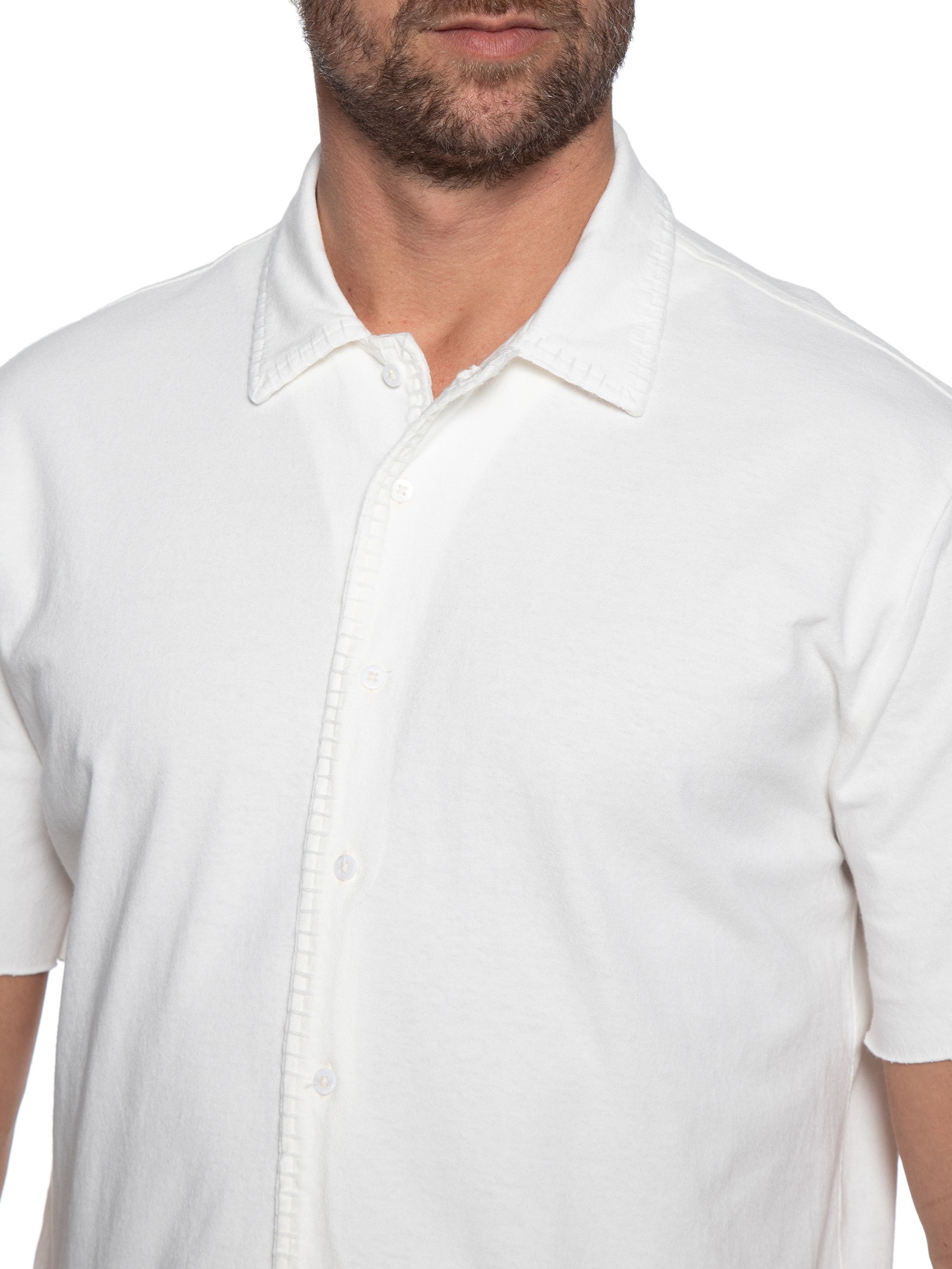 Camisa Masculina Collas Points Manga Curta Off White Osklen