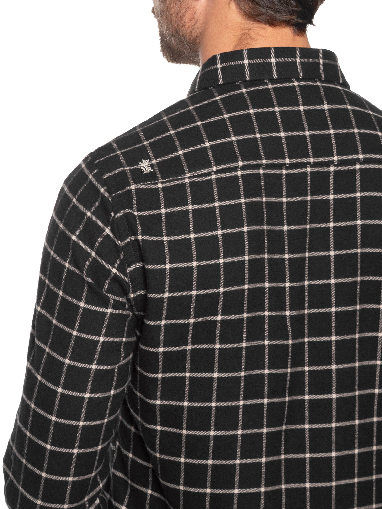 Camisa Masculina Com 2 Bolsos Flannel Quadros Preto Sergio K