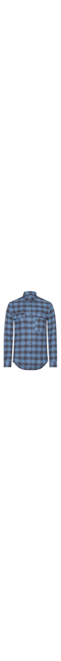 Camisa Masculina Com 2 Bolsos Flannel Xadrez - Azul