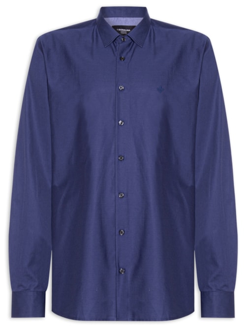 Camisa Masculina Comfort Em Tricoline – Azul