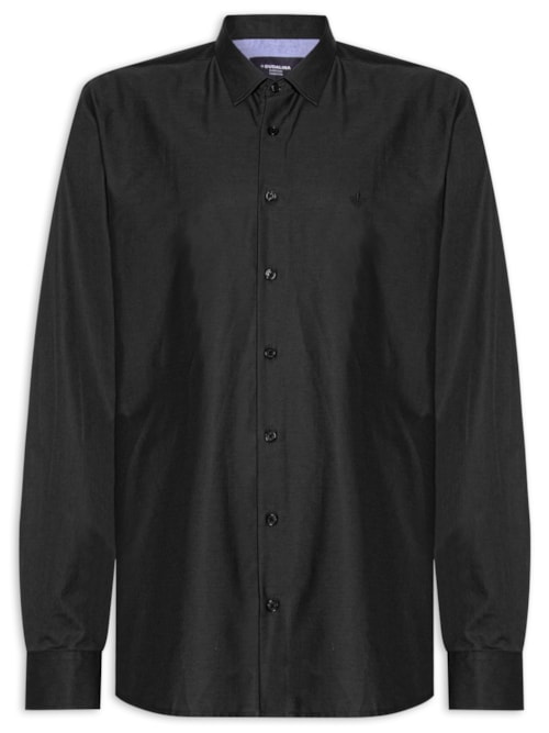 Camisa Masculina Comfort Em Tricoline – Preto