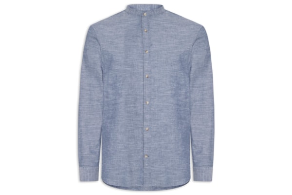 Camisa Masculina Comfort Fit Gola Padre - Azul