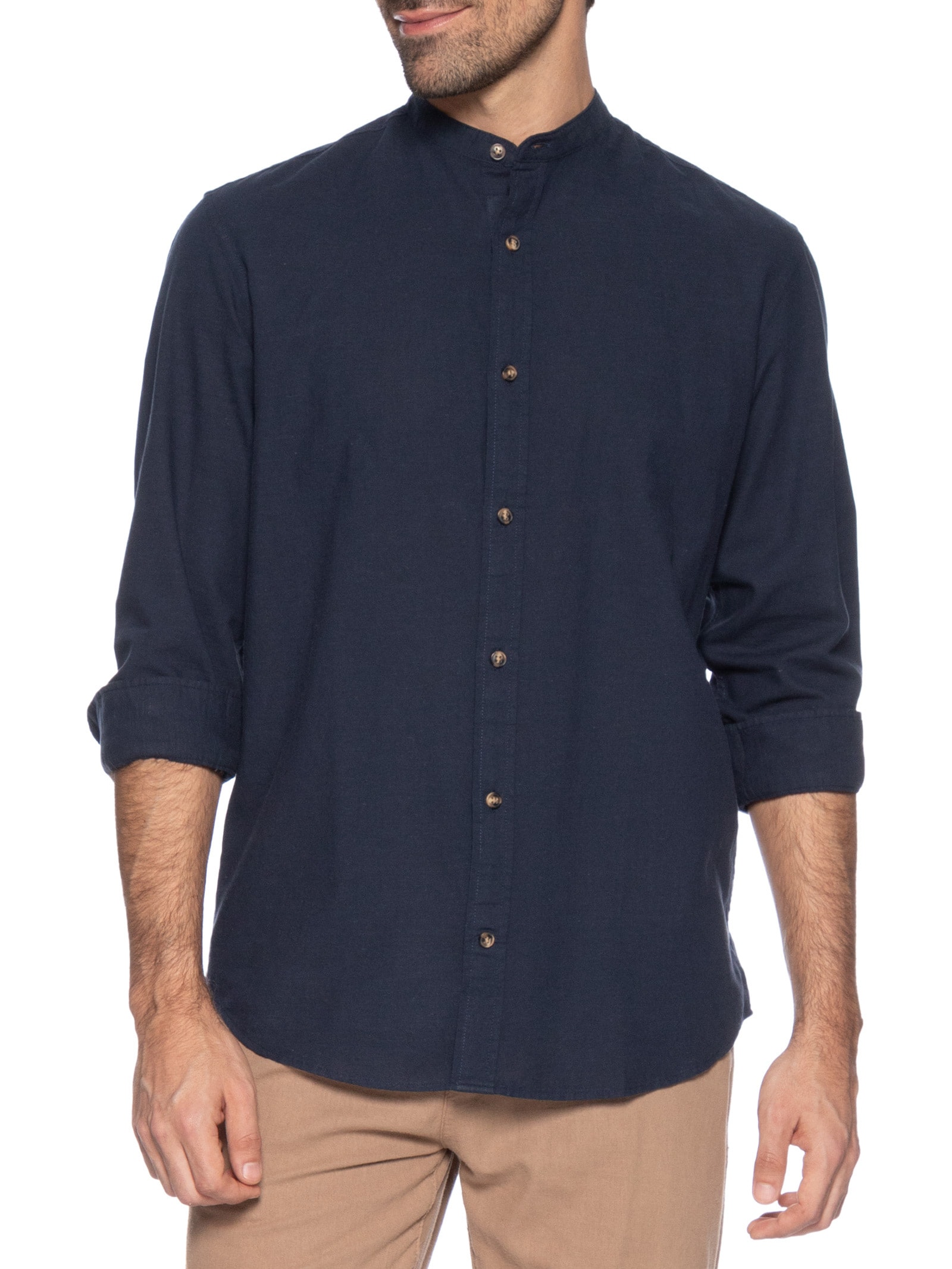 Camisa Masculina Comfort Fit Gola Padre Azul Jack & Jones