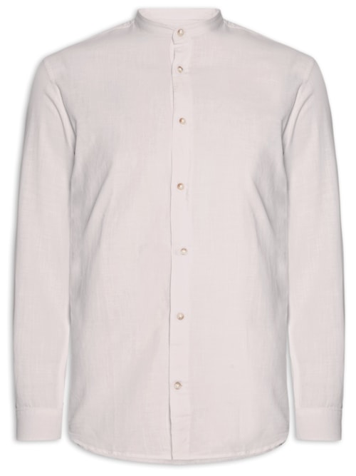 Camisa Masculina Comfort Fit Gola Padre – Bege