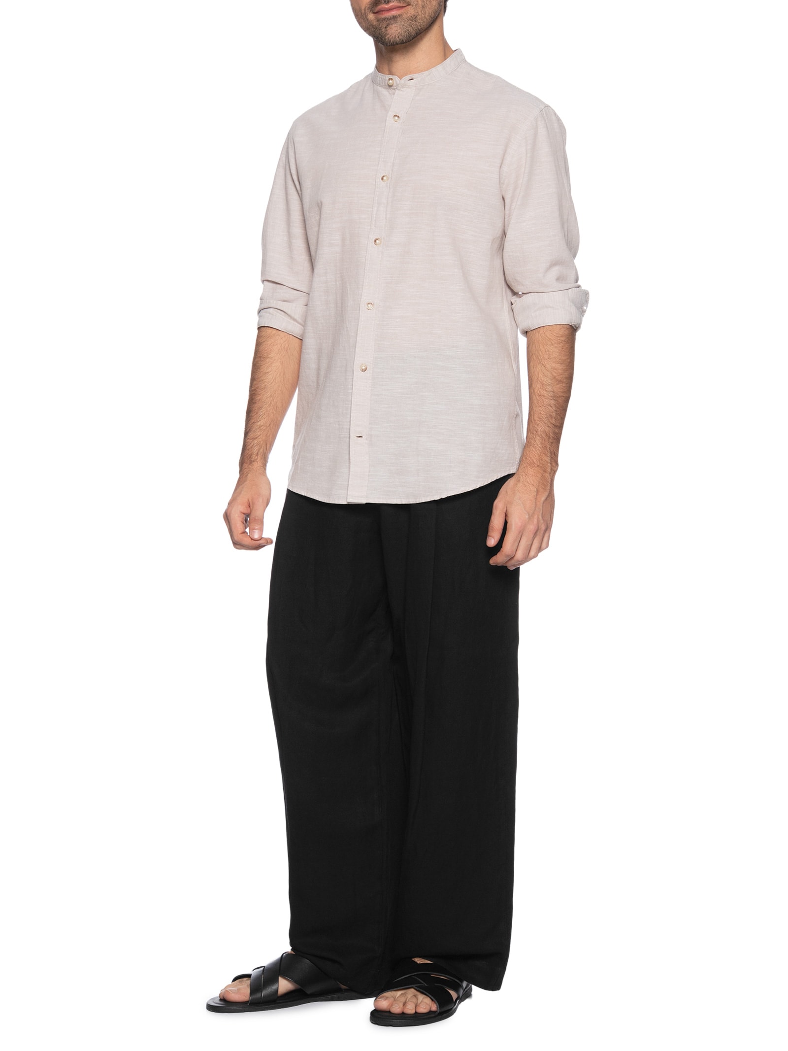 Camisa Masculina Comfort Fit Gola Padre  Bege Jack & Jones