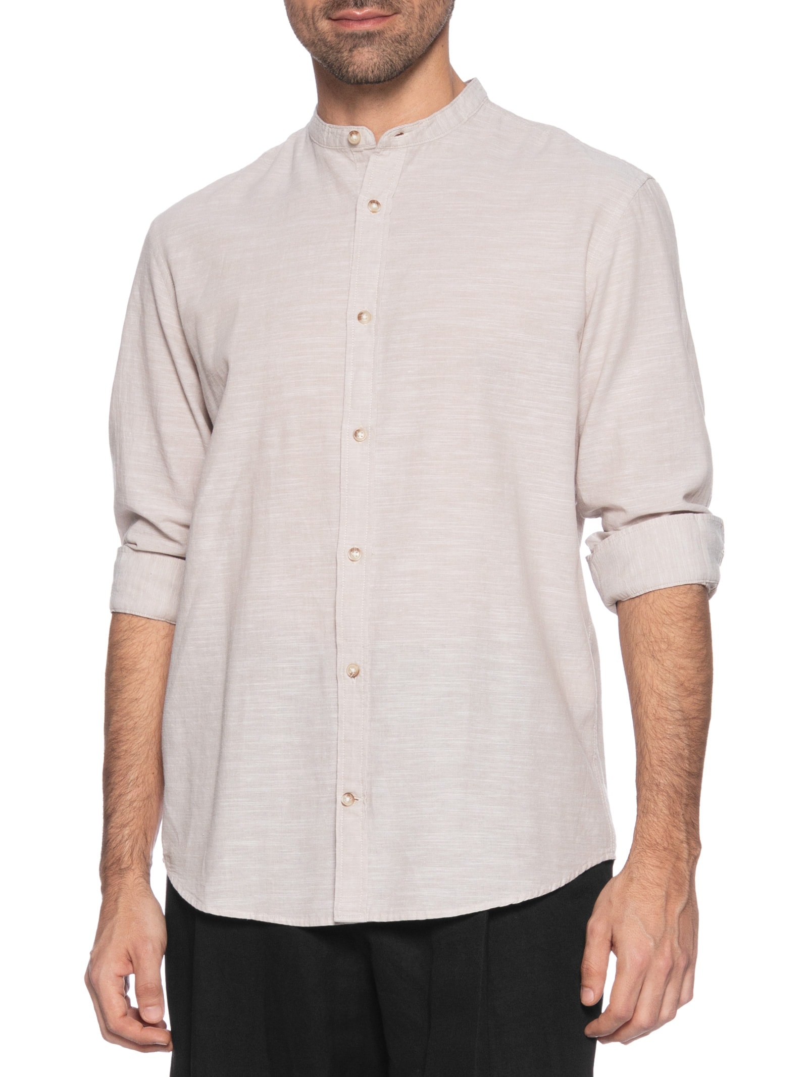 Camisa Masculina Comfort Fit Gola Padre  Bege Jack & Jones