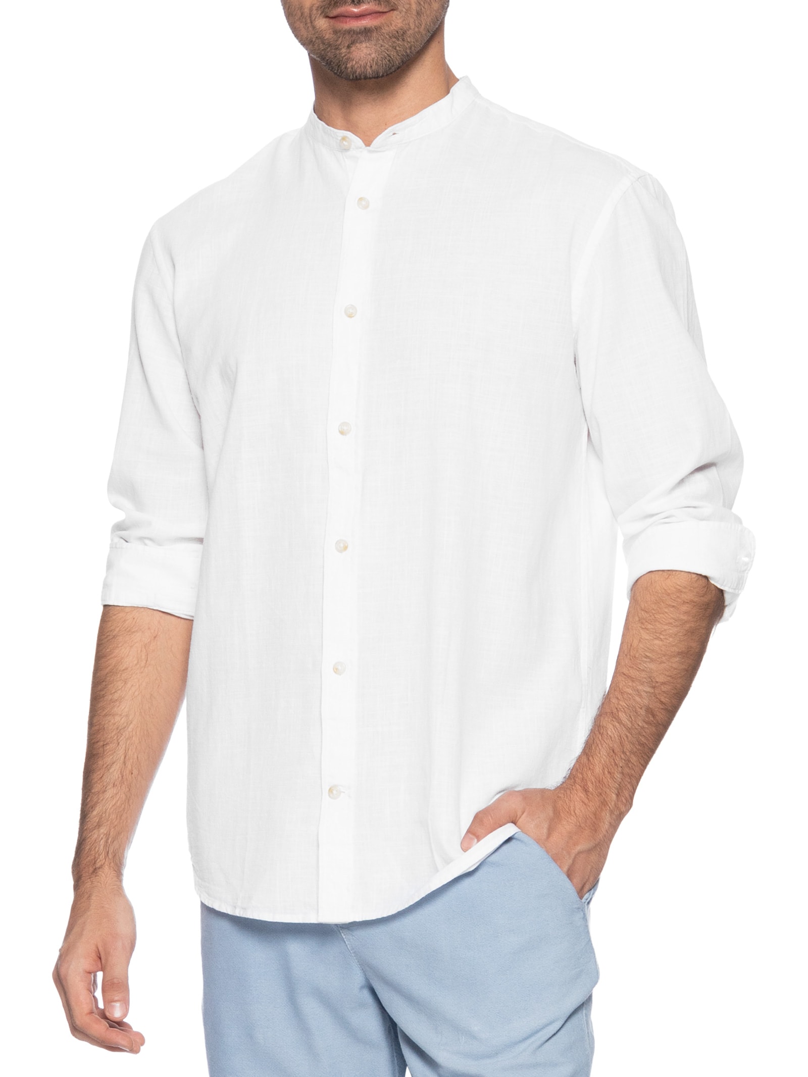 Camisa Masculina Comfort Fit Gola Padre Branco Jack & Jones