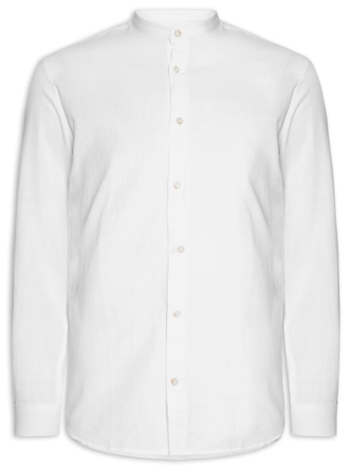 Camisa Masculina Comfort Fit Gola Padre – Branco