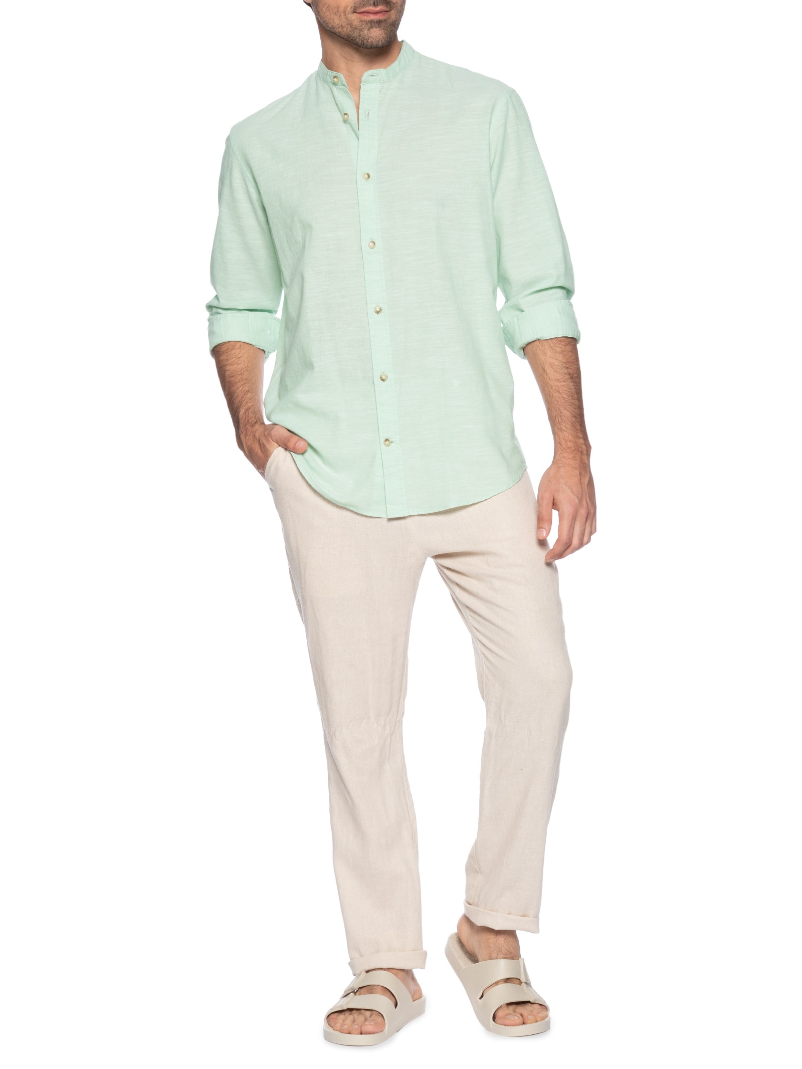 Camisa Masculina Comfort Fit Gola Padre Verde Jack & Jones