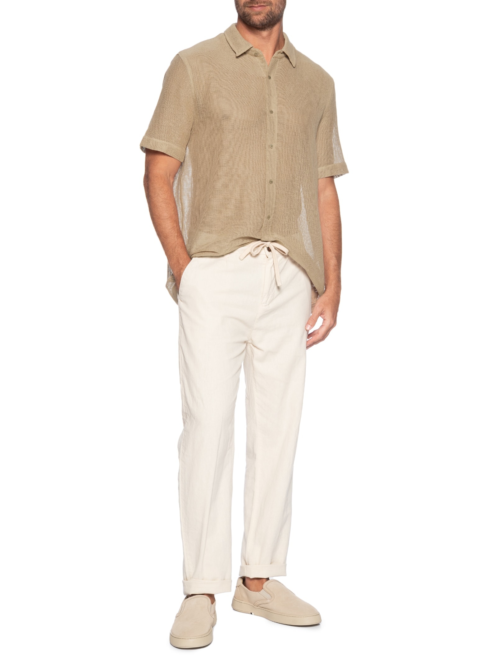 Camisa Masculina Cotton Caiçara Bege Osklen