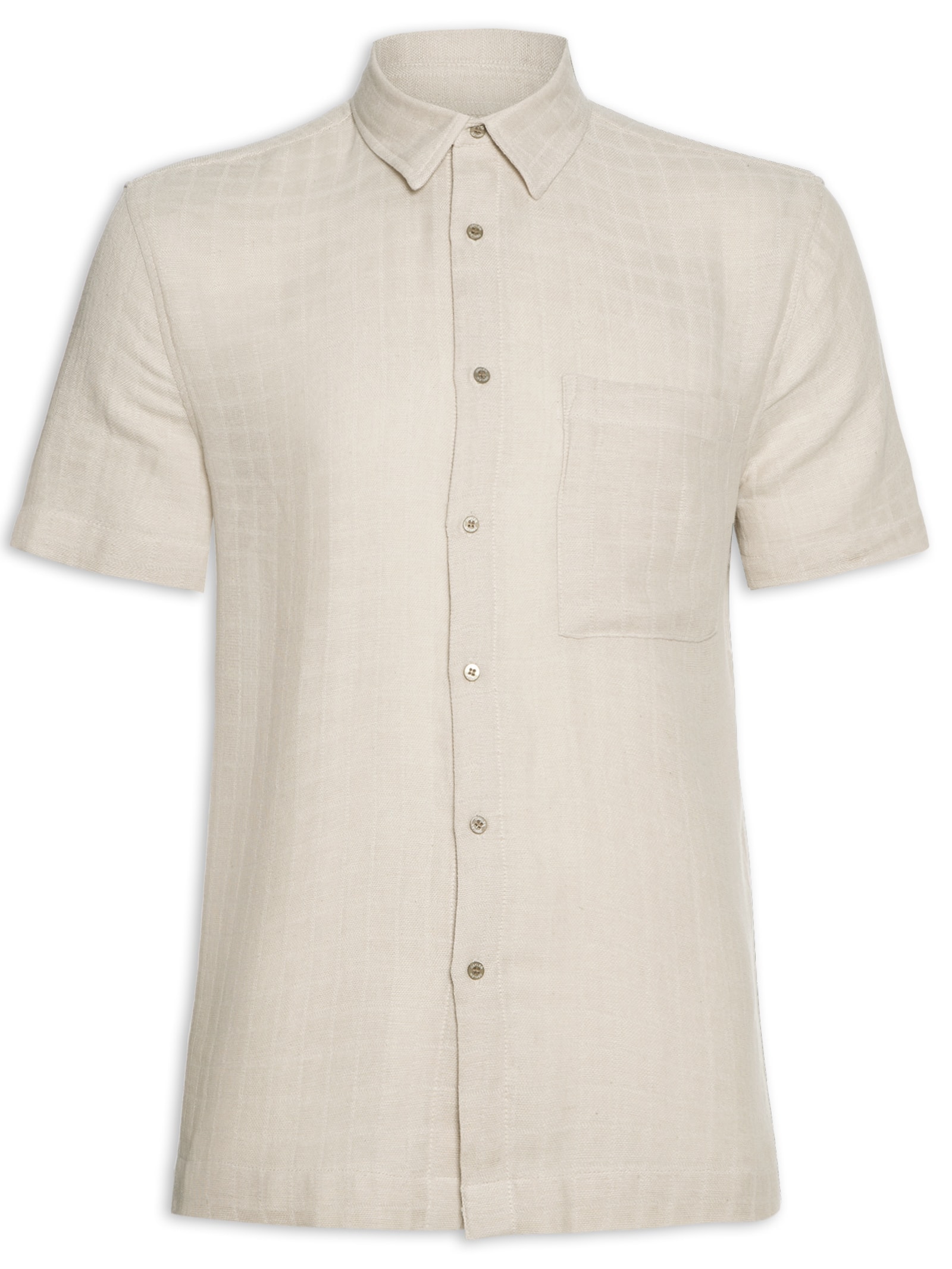 Camisa Masculina Cotton Grid Bege Osklen