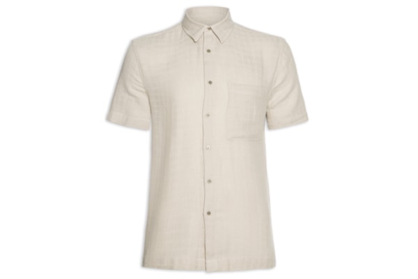 Camisa Masculina Cotton Grid - Bege