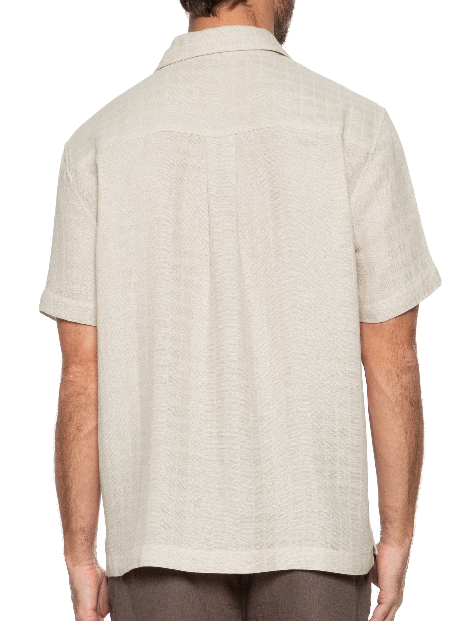 Camisa Masculina Cotton Grid Bege Osklen