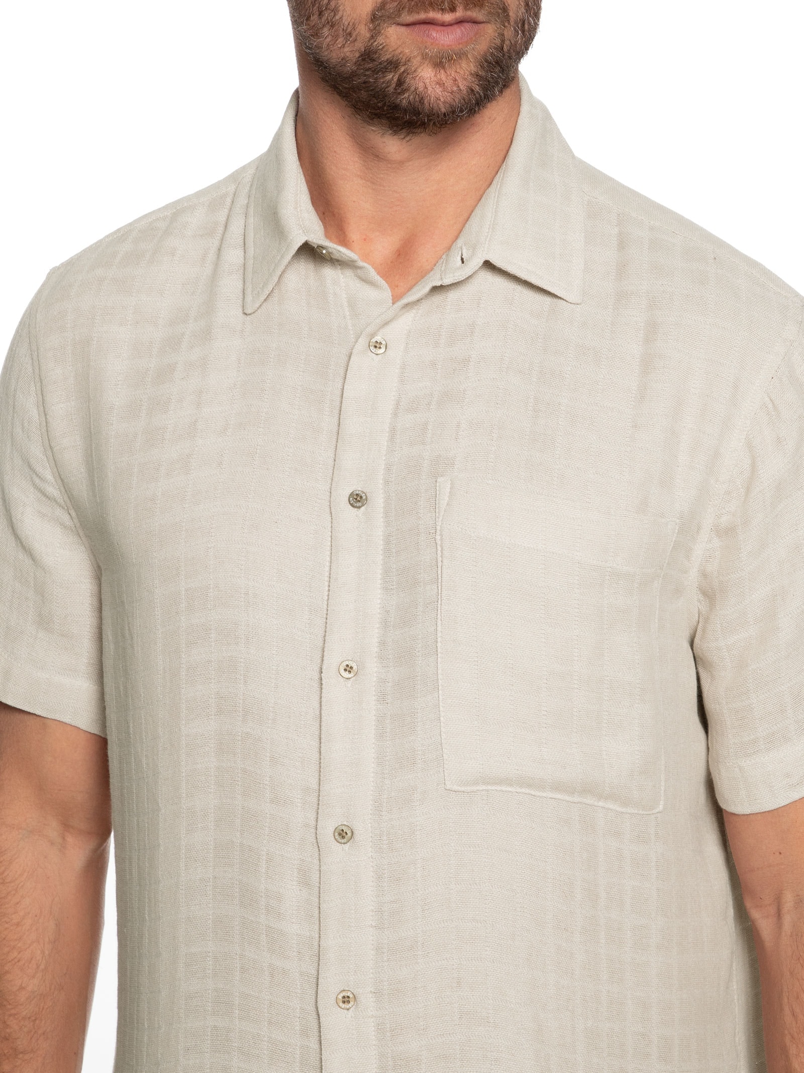 Camisa Masculina Cotton Grid Bege Osklen