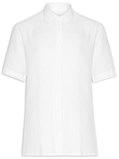 Camisa Masculina Cotton Wavy Manga Curta - Branco