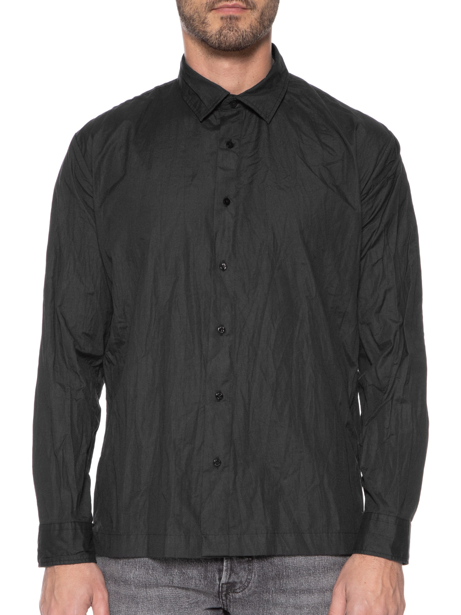 Camisa Masculina Creased Cotton Manga Longa Preto Osklen